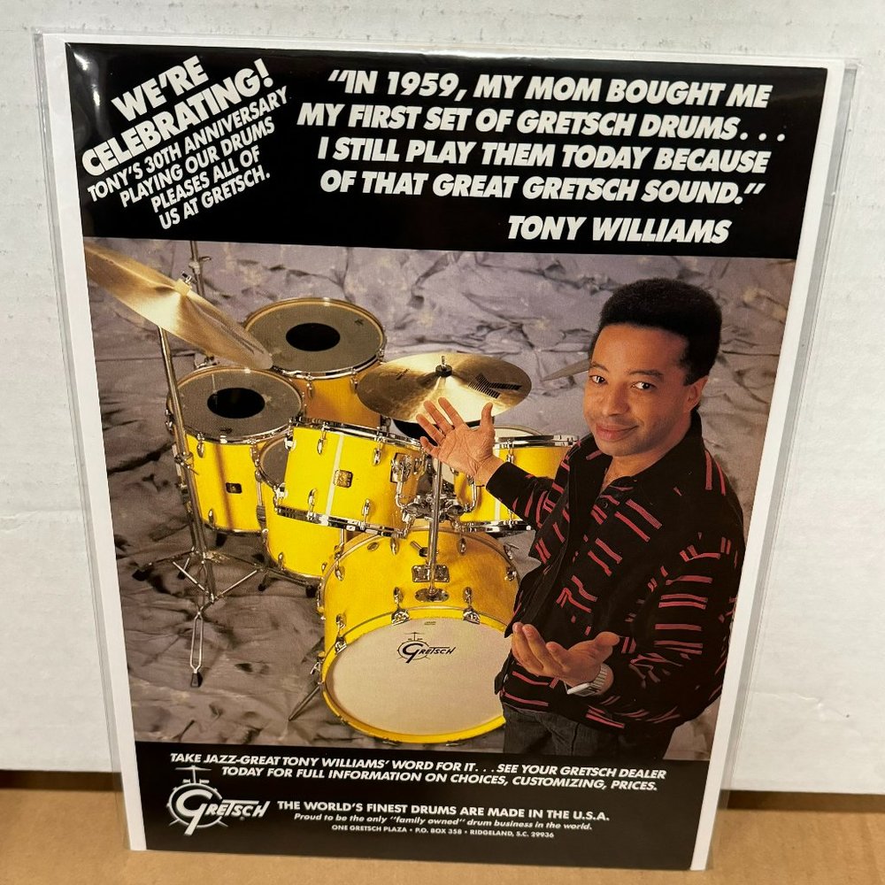 Tony Williams - GRETSCH DRUMS - 1989 Print Advertisement - Vintage Print Ad